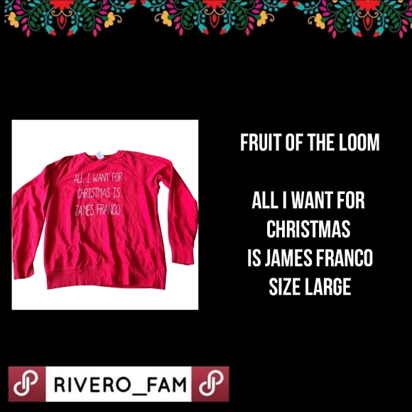 FRUIT OF THE LOOM | ALL I WANT FOR CHRISTMAS IS JAMES FRANCO | SIZE LARGE - Picture 1 of 10